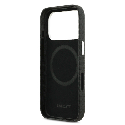 Apple iPhone 17 Pro Max Kılıf Lacoste Orjinal Lisanslı M-Safe Şarj Özellikli PVC Pike Desenli Arka Yüzey İkonik Timsah Dokuma Logolu Kapak - 7