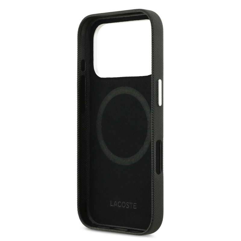 Apple iPhone 17 Pro Max Kılıf Lacoste Orjinal Lisanslı M-Safe Şarj Özellikli PVC Pike Desenli Arka Yüzey İkonik Timsah Dokuma Logolu Kapak - 7