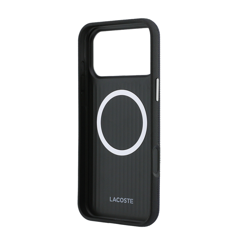 Apple iPhone 17 Pro Max Kılıf Lacoste Orjinal Lisanslı M-Safe Şarj Özellikli PVC Yarı Pike Desenli Arka Yüzey İkonik Timsah Dokuma Logolu Kapak - 7