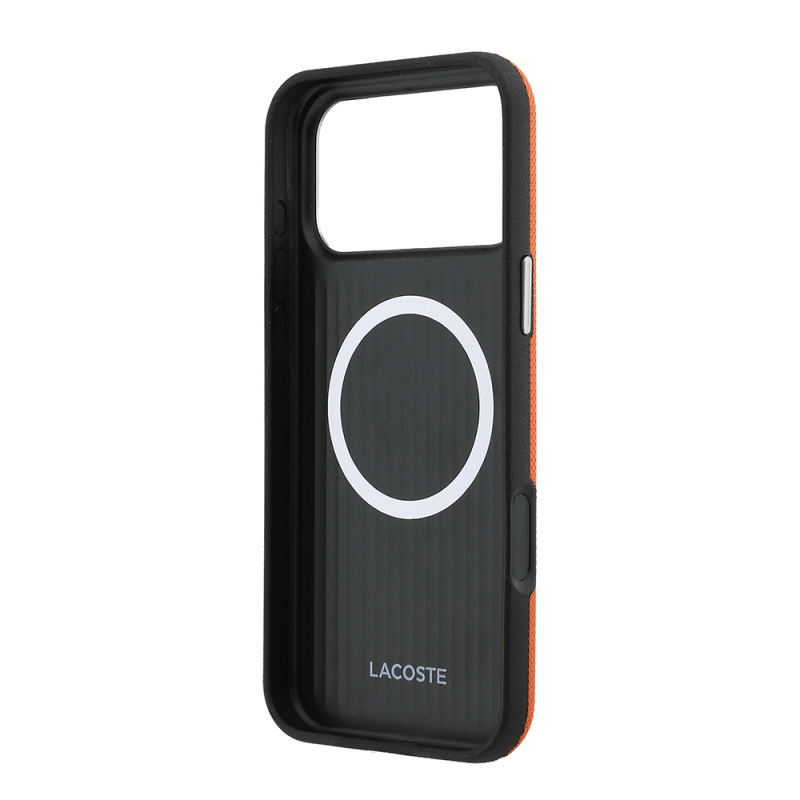 Apple iPhone 17 Pro Max Kılıf Lacoste Orjinal Lisanslı M-Safe Şarj Özellikli PVC Yarı Pike Desenli Arka Yüzey İkonik Timsah Dokuma Logolu Kapak - 15