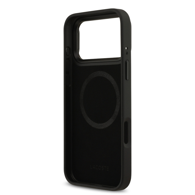 Apple iPhone 17 Pro Max Kılıf Lacoste Orjinal Lisanslı M-safe Şarj Özellikli Standlı PU Deri Karışık Monogram Desenli Kapak - 8