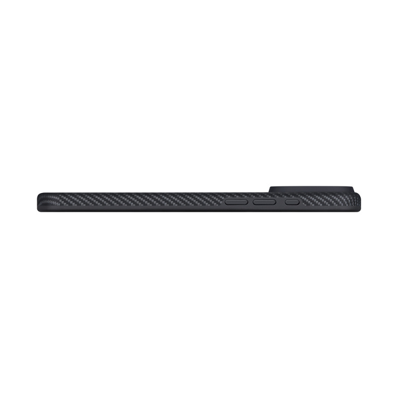 Apple iPhone 17 Pro Max Kılıf M-safe Şarj Özellikli 1500D Aramid Fiber Pitaka Military-Grade Classic Serisi Black-Grey Twill Kapak - 8