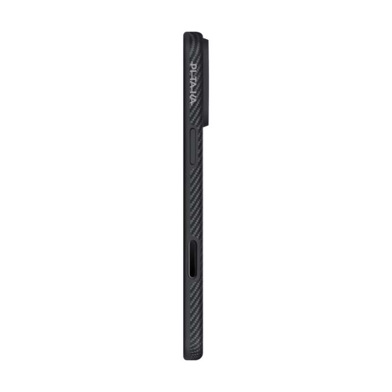 Apple iPhone 17 Pro Max Kılıf M-safe Şarj Özellikli 1500D Aramid Fiber Pitaka Military-Grade Classic Serisi Black-Grey Twill Kapak - 6