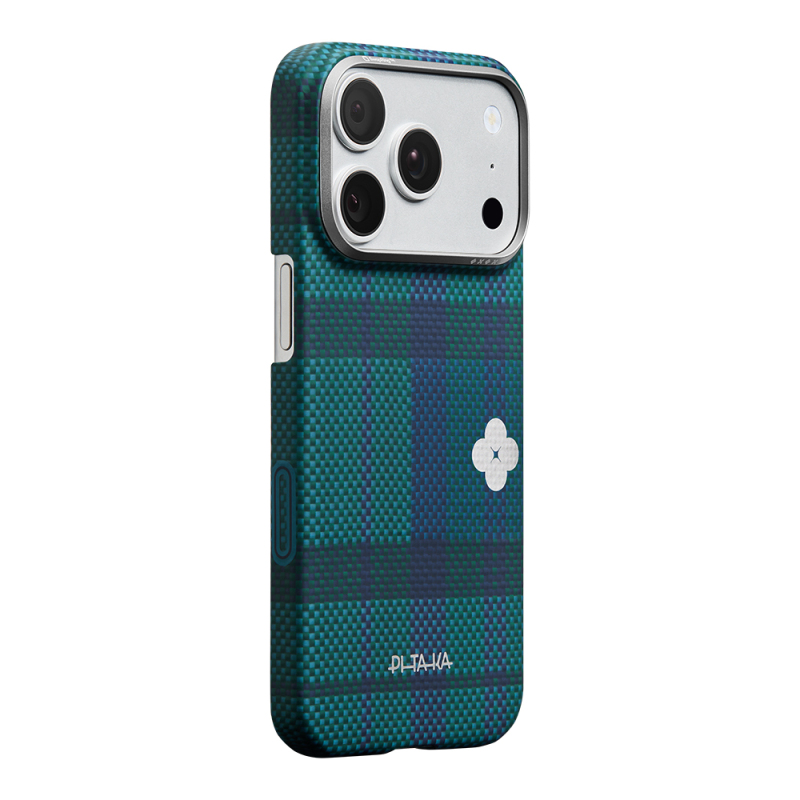Apple iPhone 17 Pro Max Kılıf M-safe Şarj Özellikli Aramid Fiber Pitaka Flora in Grid Serisi Kapak - 2