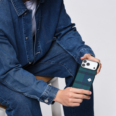 Apple iPhone 17 Pro Max Kılıf M-safe Şarj Özellikli Aramid Fiber Pitaka Flora in Grid Serisi Kapak - 9