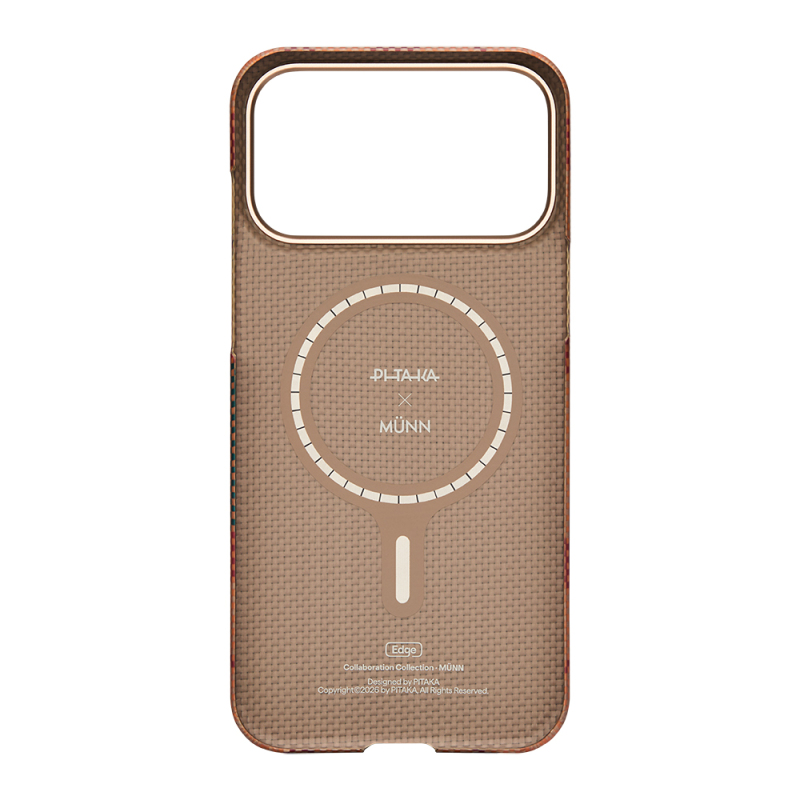 Apple iPhone 17 Pro Max Kılıf M-safe Şarj Özellikli Aramid Karbon Fiber Pitaka Flora in Grid Serisi Kapak - 8