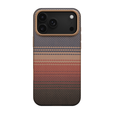 Apple iPhone 17 Pro Max Kılıf M-safe Şarj Özellikli Aramid Fiber Pitaka Military-Grade Sunset-Moonrise Serisi Sunset Kapak - 1
