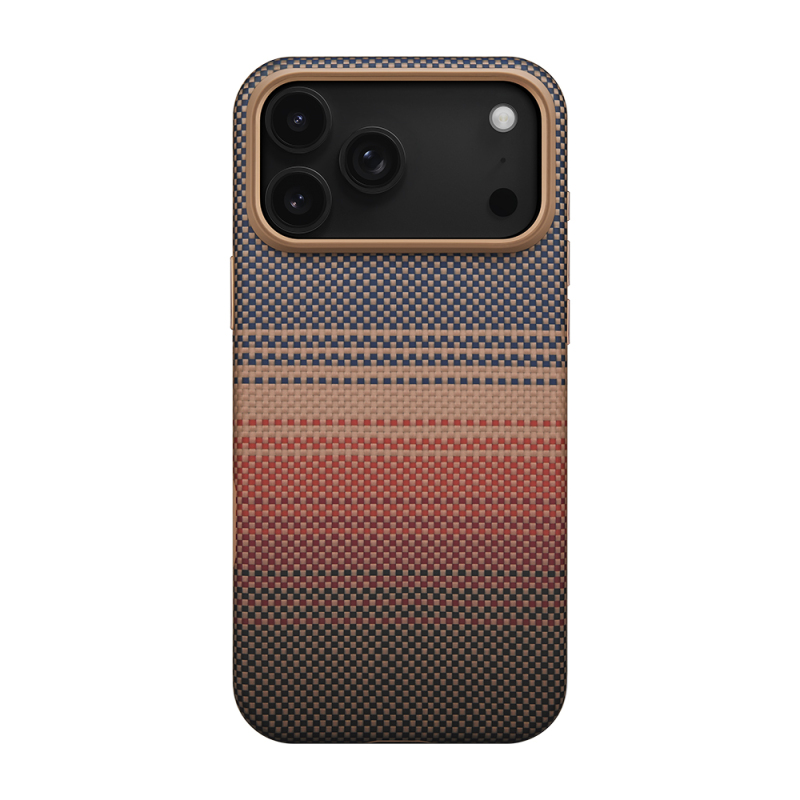 Apple iPhone 17 Pro Max Kılıf M-safe Şarj Özellikli Aramid Fiber Pitaka Military-Grade Sunset-Moonrise Serisi Sunset Kapak - 2