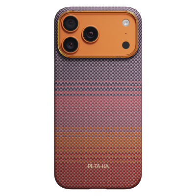 Apple iPhone 17 Pro Max Kılıf M-safe Şarj Özellikli Aramid Karbon Fiber Pitaka Sunset 2.0 California Dream Serisi Kapak - 13