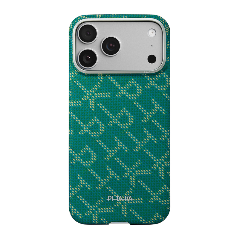 Apple iPhone 17 Pro Max Kılıf M-safe Şarj Özellikli Aramid Fiber Pitaka Tactile Woven Monogram Serisi Kapak - 2
