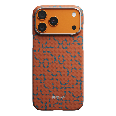 Apple iPhone 17 Pro Max Kılıf M-safe Şarj Özellikli Aramid Fiber Pitaka Tactile Woven Monogram Serisi Kapak - 4