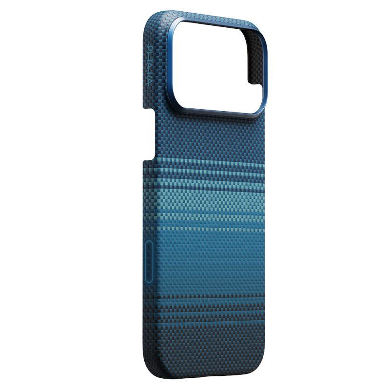 Apple iPhone 17 Pro Max Kılıf M-safe Şarj Özellikli Aramid Fiber Pitaka Tactile Woven Sunset-Moonrise Serisi Sunset Kapak - 4
