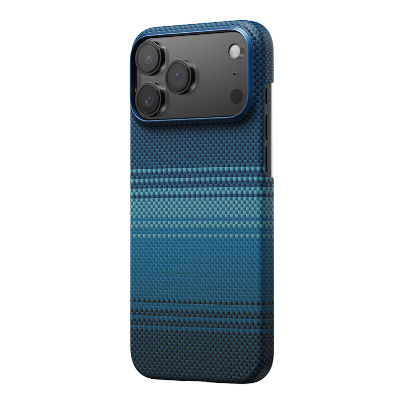 Apple iPhone 17 Pro Max Kılıf M-safe Şarj Özellikli Aramid Fiber Pitaka Tactile Woven Sunset-Moonrise Serisi Sunset Kapak - 5
