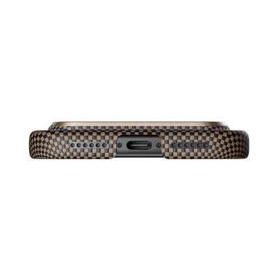 Apple iPhone 17 Pro Max Kılıf M-safe Şarj Özellikli Aramid Fiber Pitaka Tactile Woven Sunset-Moonrise Serisi Sunset Kapak - 16