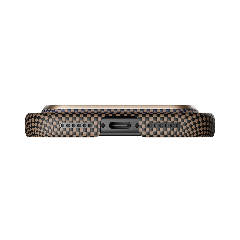 Apple iPhone 17 Pro Max Kılıf M-safe Şarj Özellikli Aramid Fiber Pitaka Tactile Woven Sunset-Moonrise Serisi Sunset Kapak - 16