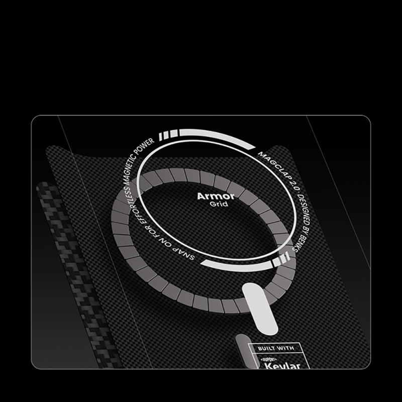 Apple iPhone 17 Pro Max Kılıf M-Safe Şarj Özellikli Benks ArmorPro ArmorGrid Serisi Kevlar Kapak - 9