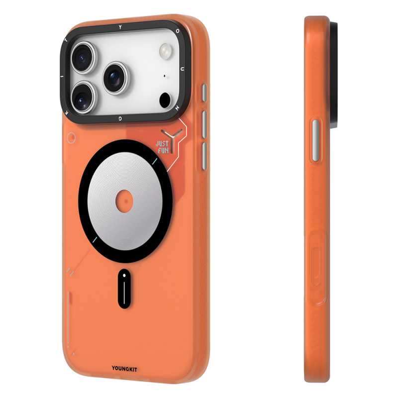 Apple iPhone 17 Pro Max Kılıf M-safe Şarj Özellikli Disk Desenli Youngkit Disc Battle Kapak - 5
