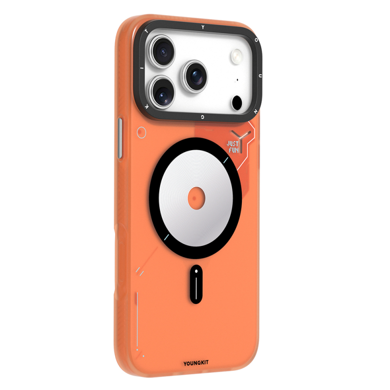 Apple iPhone 17 Pro Max Kılıf M-safe Şarj Özellikli Disk Desenli Youngkit Disc Battle Kapak - 10