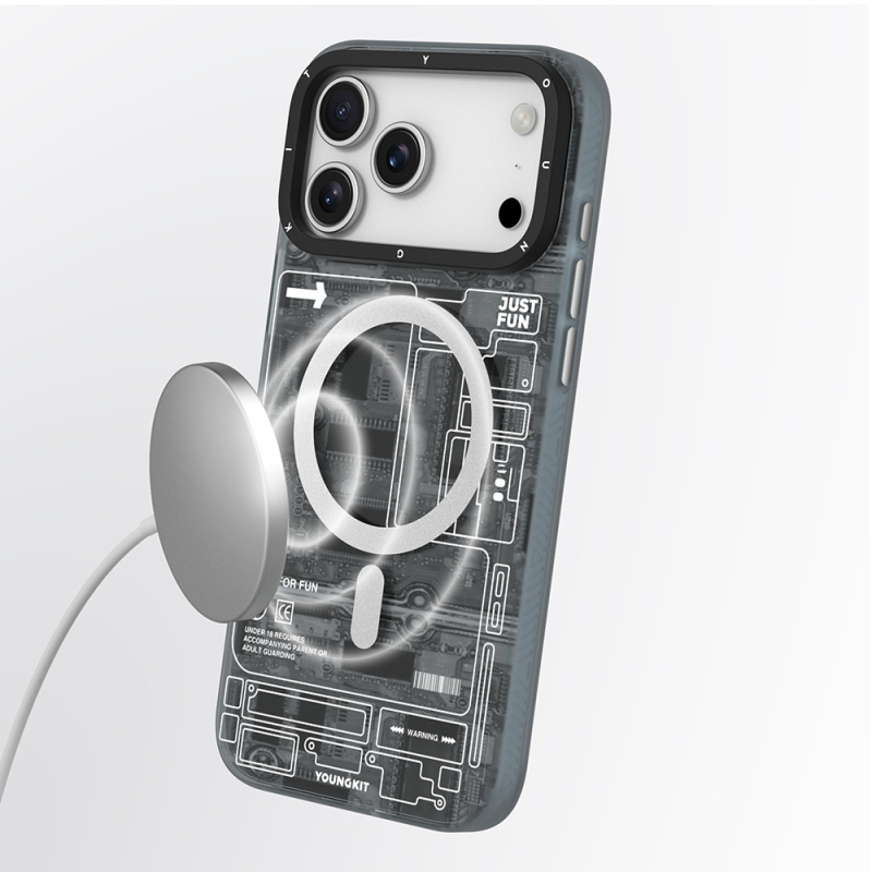 Apple iPhone 17 Pro Max Kılıf M-safe Şarj Özellikli Kamera Denetim Butonlu Youngkit Technology Serisi Kapak - 12