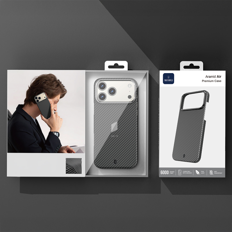 Apple iPhone 17 Pro Max Kılıf M-safe Şarj Özellikli Kamera Standlı Wiwu DCC-206 Aramid Air Kapak - 5