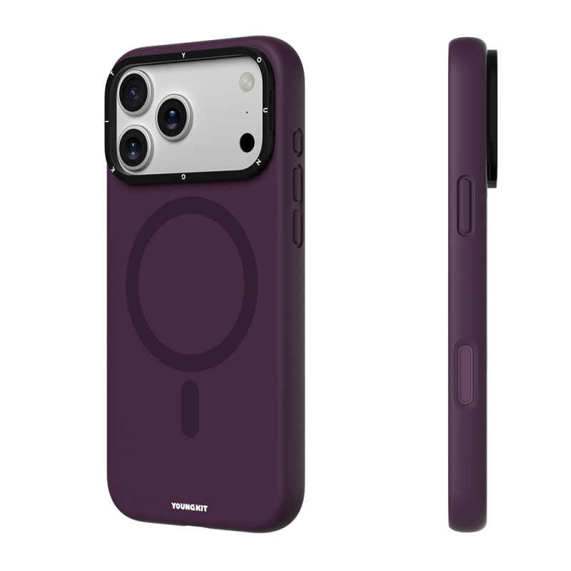 Apple iPhone 17 Pro Max Kılıf M-safe Şarj Özellikli Kamera Standlı Youngkit Bitty Cream Kapak - 1