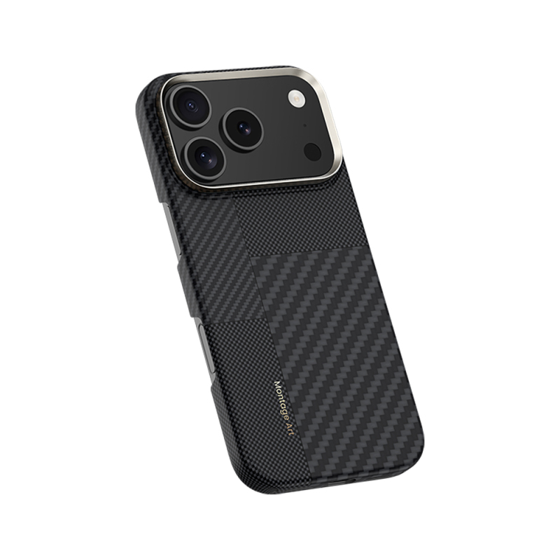 Apple iPhone 17 Pro Max Kılıf M-safe Şarj Özellikli Karbon Fiber Benks Montage ArmorAir Kevlar Kapak - 4
