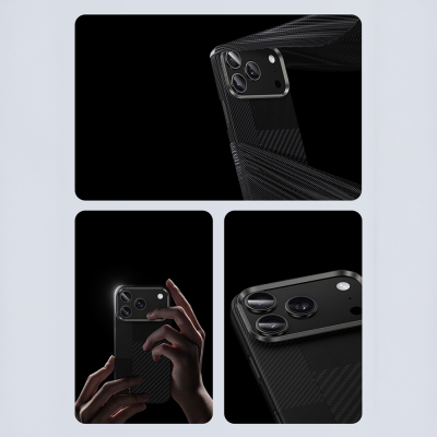 Apple iPhone 17 Pro Max Kılıf M-safe Şarj Özellikli Karbon Fiber Benks Montage ArmorAir Kevlar Kapak - 9