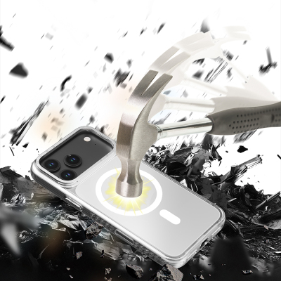 Apple iPhone 17 Pro Max Kılıf M-safe Şarj Özellikli Metal Kamera Çerçeveli Airbag Tasarımlı Lenyes CK221 Sert PC Kapak - 4