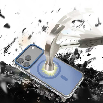 Apple iPhone 17 Pro Max Kılıf M-safe Şarj Özellikli Metal Kamera Çerçeveli Airbag Tasarımlı Lenyes CK221 Sert PC Kapak - 12