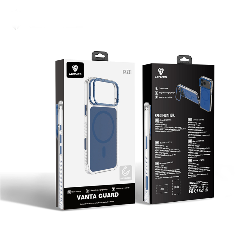 Apple iPhone 17 Pro Max Kılıf M-safe Şarj Özellikli Metal Kamera Çerçeveli Airbag Tasarımlı Lenyes CK221 Sert PC Kapak - 15