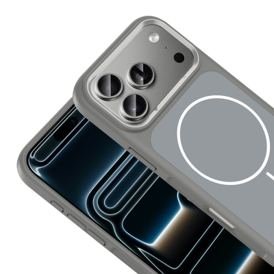 Apple iPhone 17 Pro Max Kılıf M-Safe Şarj Özellikli Metal Kamera Çerçeveli Zore Sanremo Silikon Kapak - 14