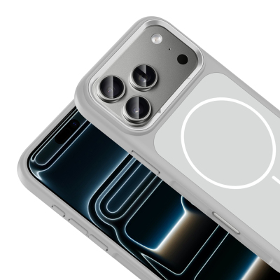 Apple iPhone 17 Pro Max Kılıf M-Safe Şarj Özellikli Metal Kamera Çerçeveli Zore Sanremo Silikon Kapak - 16