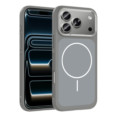 Apple iPhone 17 Pro Max Kılıf M-Safe Şarj Özellikli Metal Kamera Çerçeveli Zore Sanremo Silikon Kapak - 5