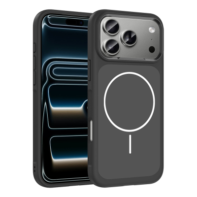 Apple iPhone 17 Pro Max Kılıf M-Safe Şarj Özellikli Metal Kamera Çerçeveli Zore Sanremo Silikon Kapak - 4
