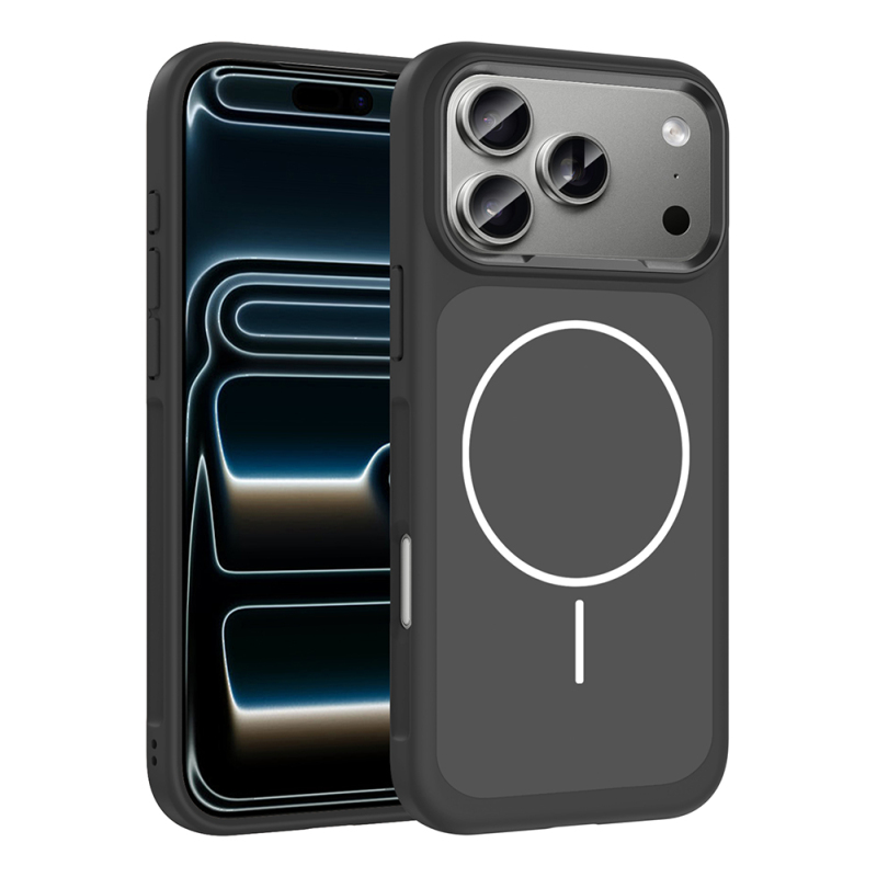 Apple iPhone 17 Pro Max Kılıf M-Safe Şarj Özellikli Metal Kamera Çerçeveli Zore Sanremo Silikon Kapak - 4
