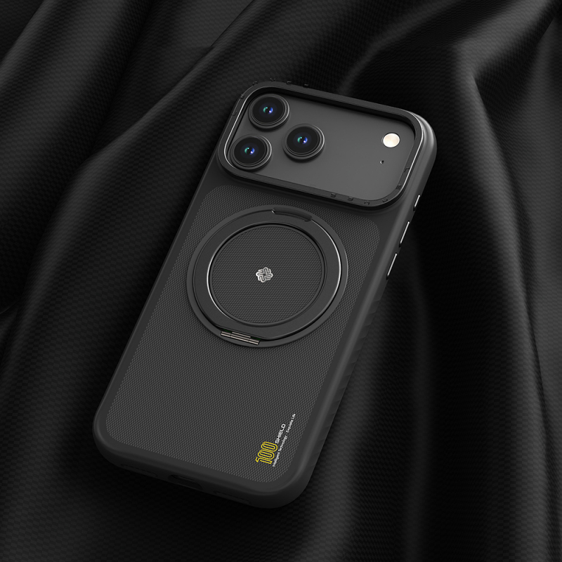 Apple iPhone 17 Pro Max Kılıf M-safe Şarj Özellikli Metal Standlı Lenyes CK225 Kevlar Kapak - 4