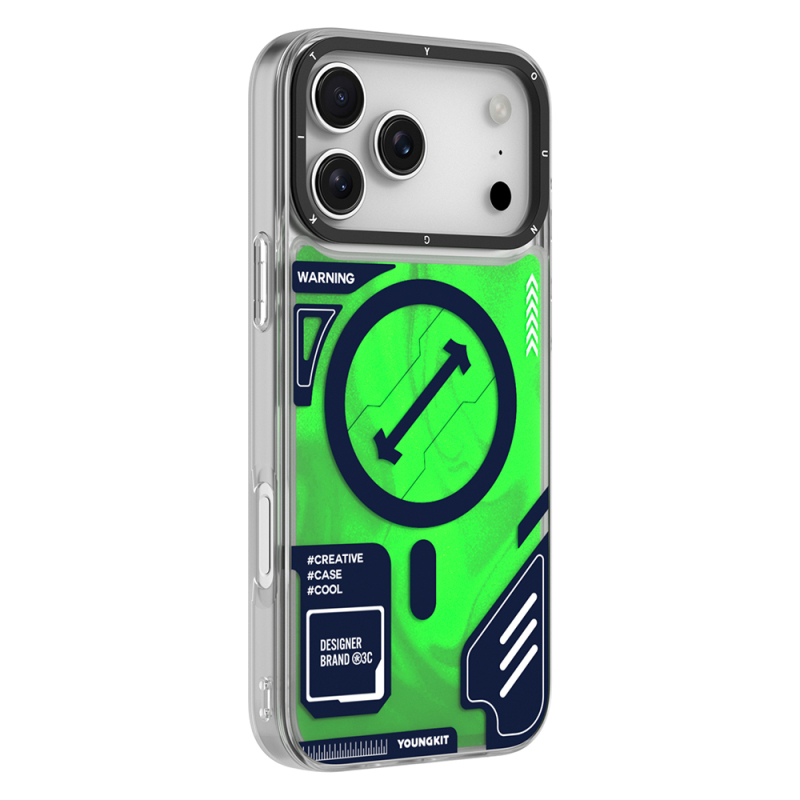 Apple iPhone 17 Pro Max Kılıf M-safe Şarj Özellikli Parlak Kumlu Sıvılı Tasarımlı Galaxy Fantasy Serisi Kapak - 6