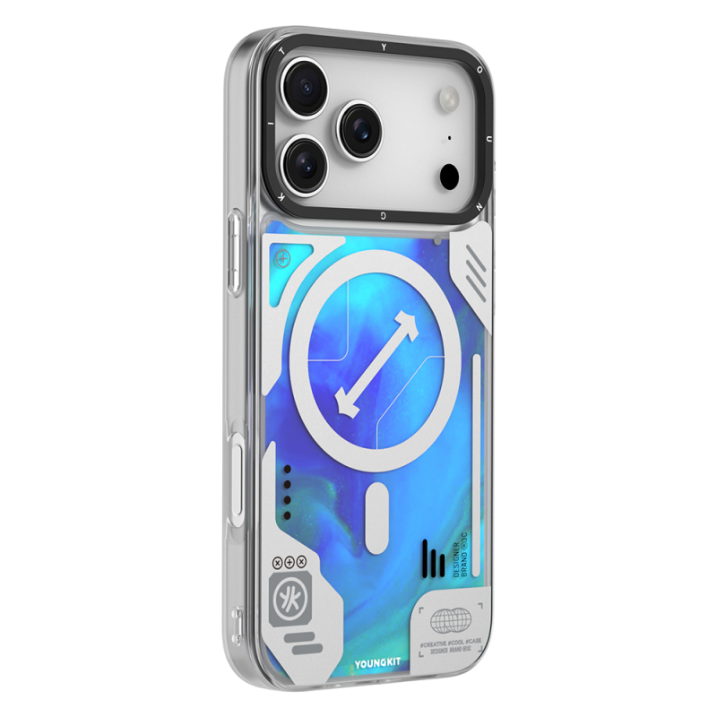 Apple iPhone 17 Pro Max Kılıf M-safe Şarj Özellikli Parlak Kumlu Sıvılı Tasarımlı Galaxy Fantasy Serisi Kapak - 7