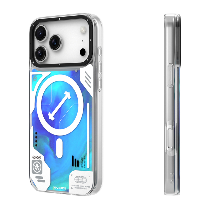 Apple iPhone 17 Pro Max Kılıf M-safe Şarj Özellikli Parlak Kumlu Sıvılı Tasarımlı Galaxy Fantasy Serisi Kapak - 10