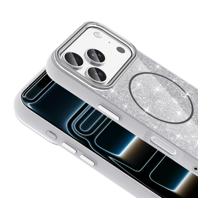 Apple iPhone 17 Pro Max Kılıf M-safe Şarj Özellikli Parlayan Simli Zore Okso Kapak - 14