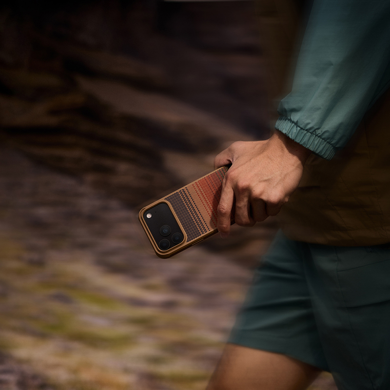 Apple iPhone 17 Pro Max Kılıf M-safe Şarj Özellikli Pitaka Tactile Woven Sunset-Moonrise Aramid Pro Guard Serisi Kapak - 9