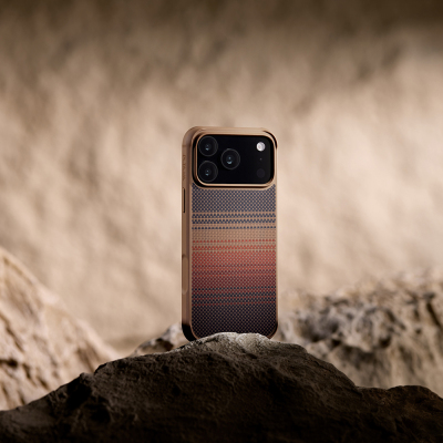 Apple iPhone 17 Pro Max Kılıf M-safe Şarj Özellikli Pitaka Tactile Woven Sunset-Moonrise Aramid Pro Guard Serisi Kapak - 7