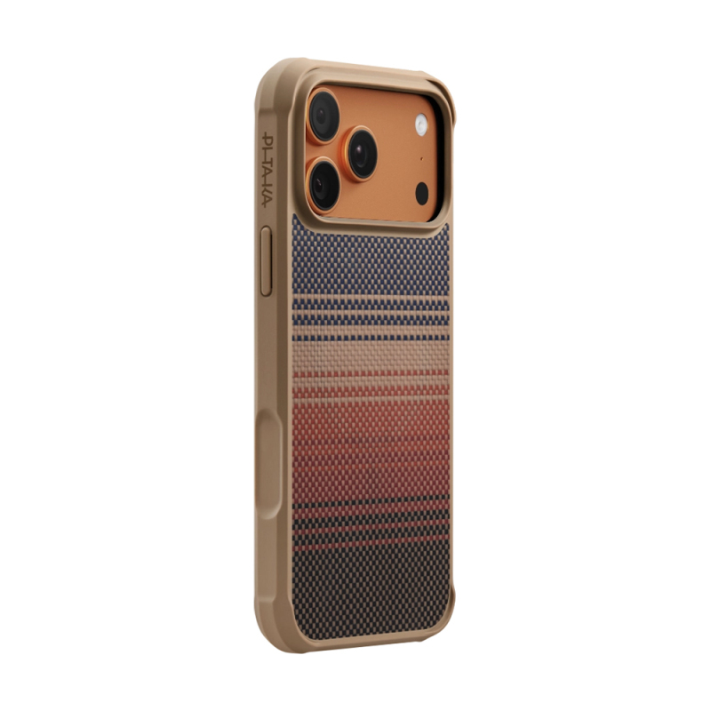 Apple iPhone 17 Pro Max Kılıf M-safe Şarj Özellikli Pitaka Tactile Woven Sunset-Moonrise Aramid Pro Guard Serisi Kapak - 3