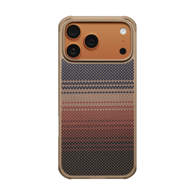 Apple iPhone 17 Pro Max Kılıf M-safe Şarj Özellikli Pitaka Tactile Woven Sunset-Moonrise Aramid Pro Guard Serisi Kapak - 2