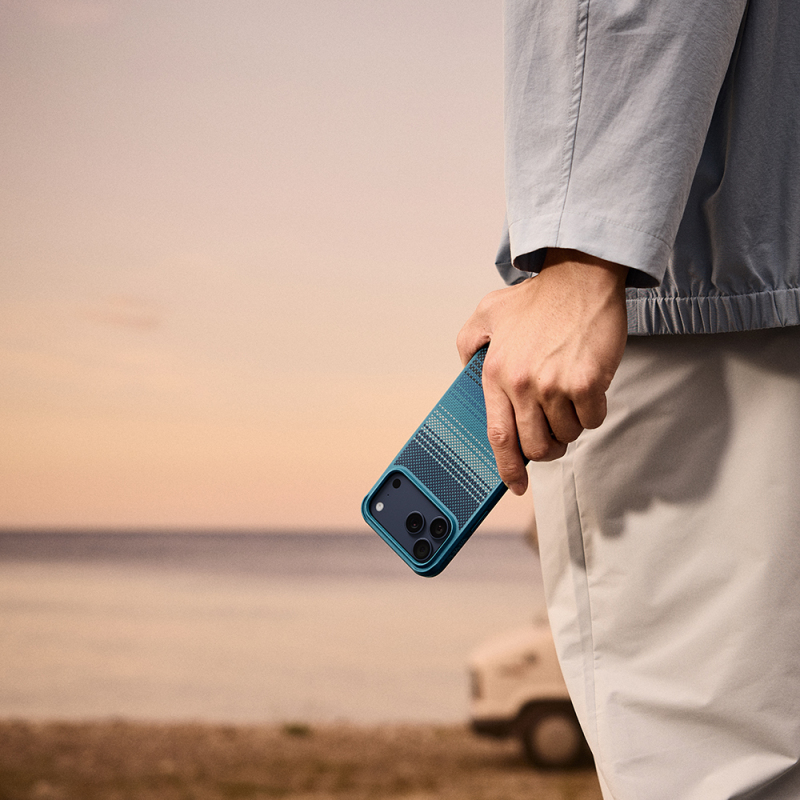 Apple iPhone 17 Pro Max Kılıf M-safe Şarj Özellikli Pitaka Tactile Woven Sunset-Moonrise Aramid Pro Guard Serisi Kapak - 18