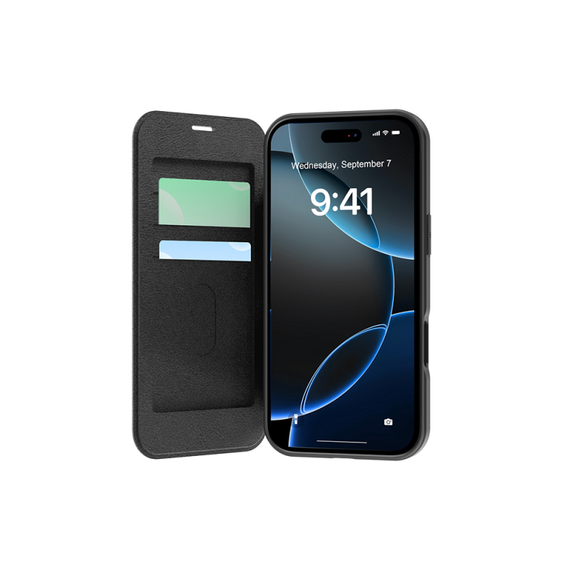 Apple iPhone 17 Pro Max Kılıf M-Safe Şarj Özellikli Raptic Air Folio Şeffaf Kartlıklı Kapaklı Kılıf - 6