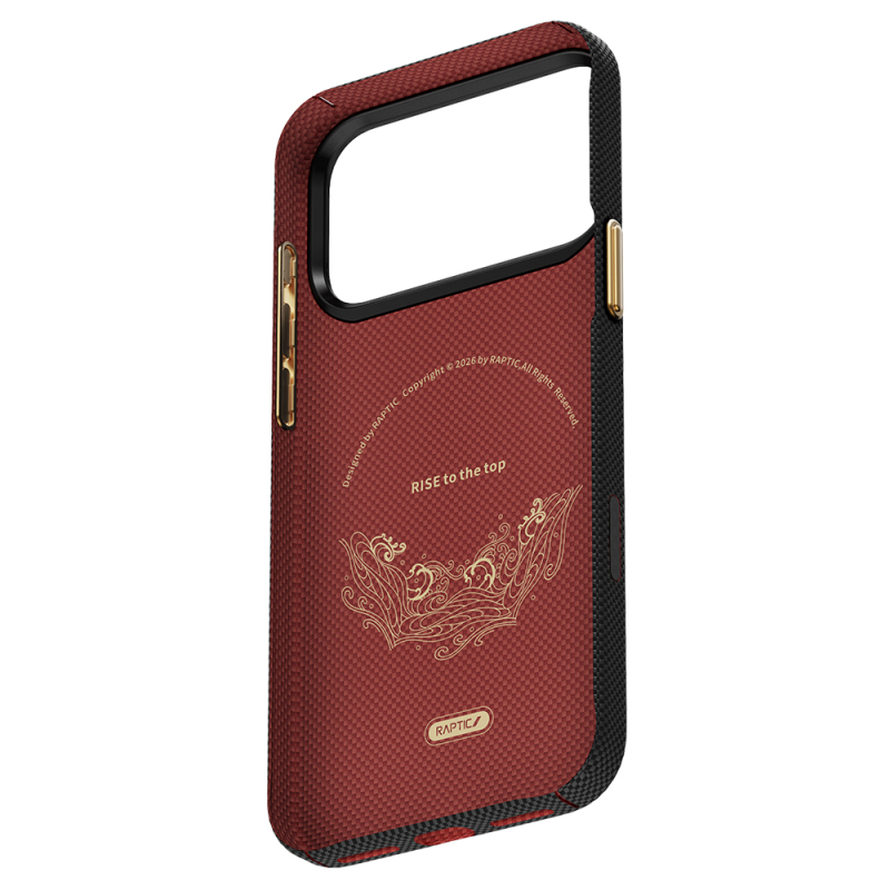 Apple iPhone 17 Pro Max Kılıf M-safe Şarj Özellikli Raptic Aramid Skin Rise Serisi 24 Ayar Altın Kaplamalı Kapak - 3
