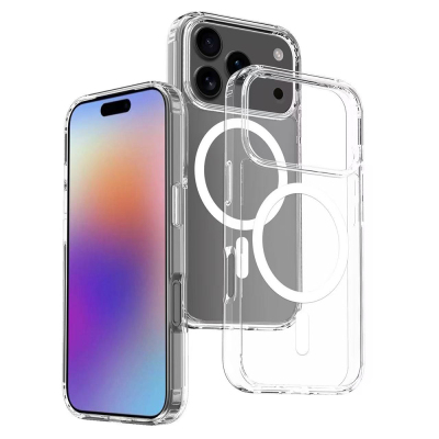 Apple iPhone 17 Pro Max Kılıf M-safe Şarj Özellikli Şeffaf Sert PC Zore Embos Kapak - 1