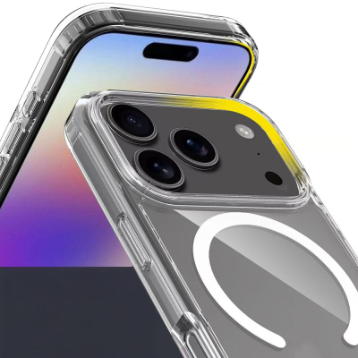Apple iPhone 17 Pro Max Kılıf M-safe Şarj Özellikli Şeffaf Sert PC Zore Embos Kapak - 3