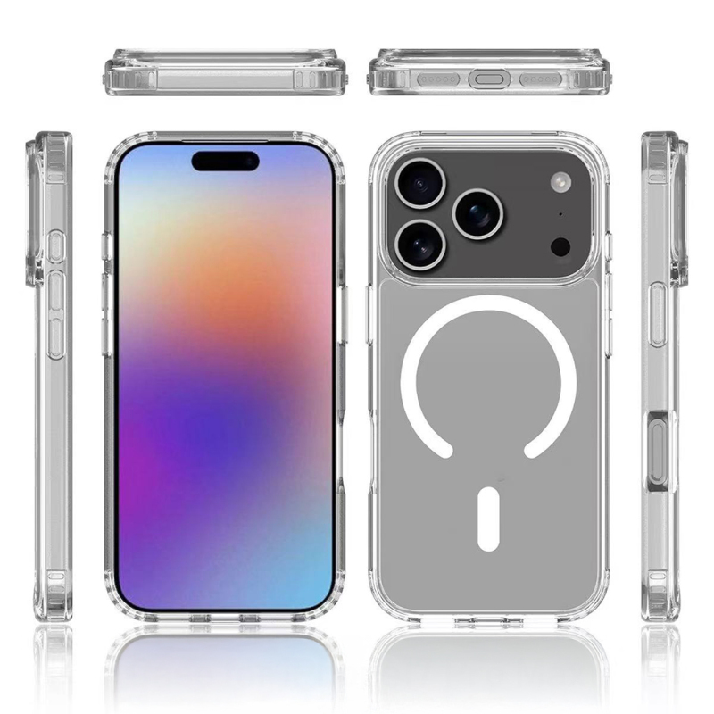 Apple iPhone 17 Pro Max Kılıf M-safe Şarj Özellikli Şeffaf Sert PC Zore Embos Kapak - 4